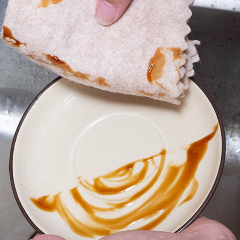 Plant Fiber Kitchen Rags, Household Super Absorbent Cleaning Cloths, Oil-free Cleaning Scouring Pads