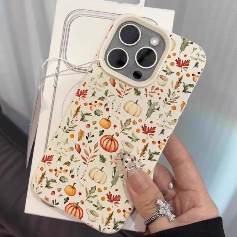 Autumn Leaf Pumpkin Coffee Pattern Phone Case For iPhone 11 12 13 14 15 16 17 Pro Max 16E 17 Air X XR XS Max 16 15 14 Plus Cover