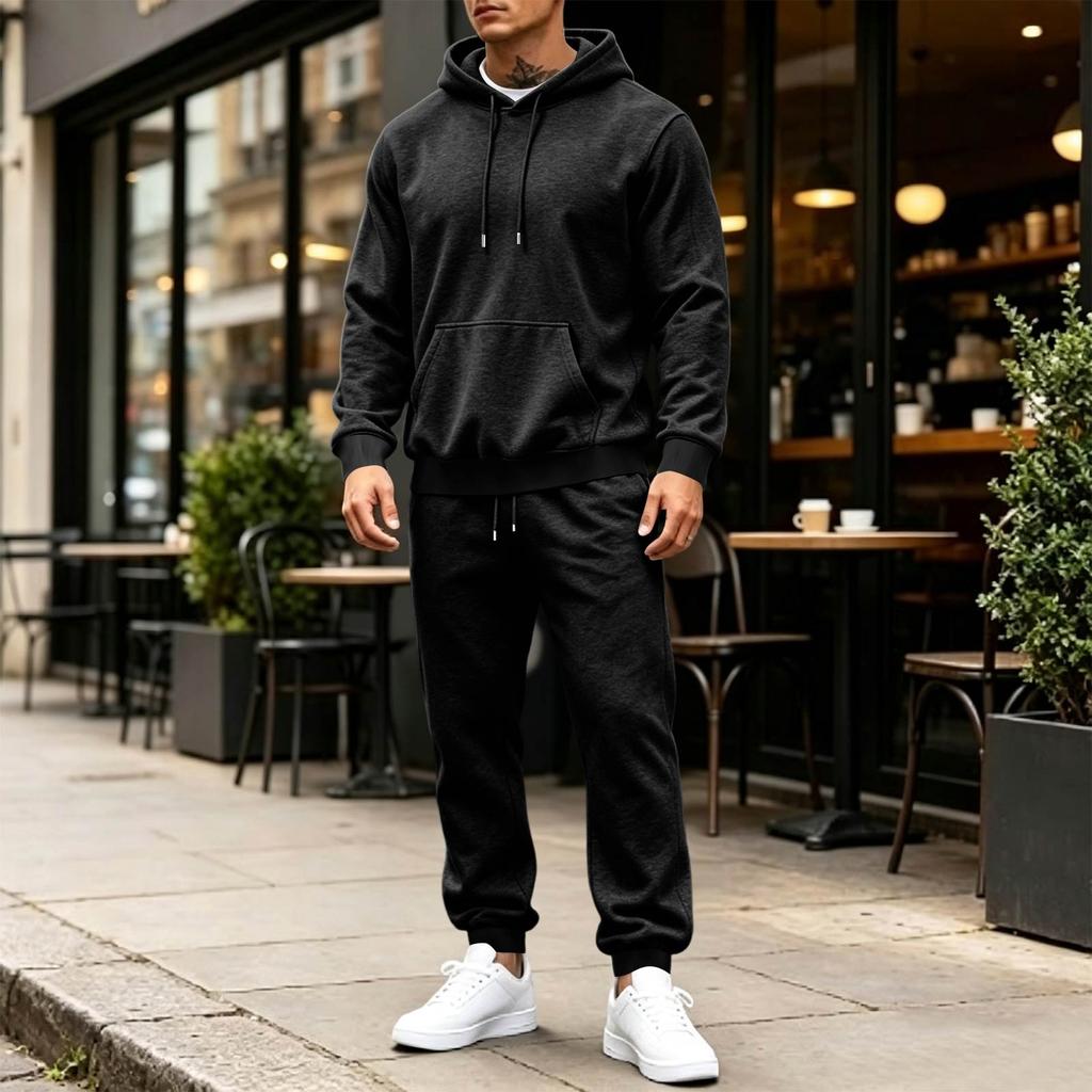 Men's Color Sweatsuit Trendy Casual Athletic Set for Spring and Fall