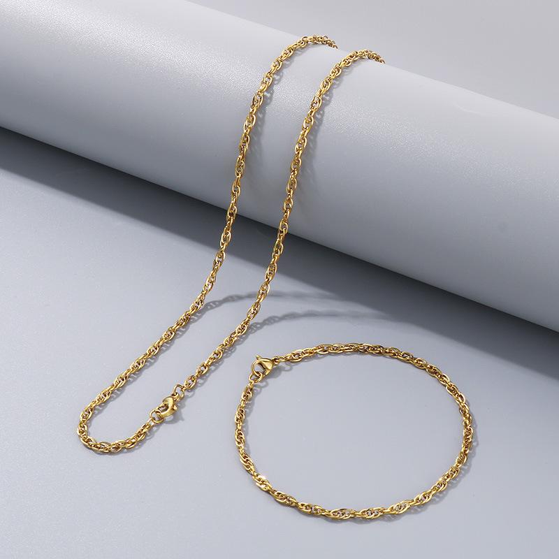 Commuter Plain Chain, Trendy Nightclub Multi-Size Plain Weave Twist Chain, Titanium Steel Men'S And Women'S Necklace.