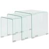 Coffee Tables Three Piece Nesting Table Set Tempered Glass Clear