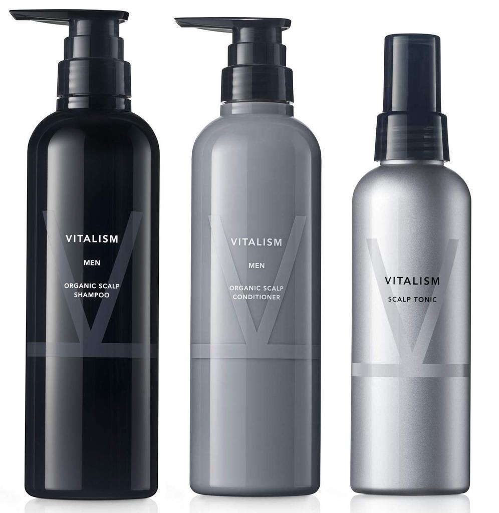 VITALISM Scalp Care Shampoo 500ml Conditioner 500ml Tonic Set for Men Care Born from the Heart of a Scalp Care Internationally Certified Organic Large