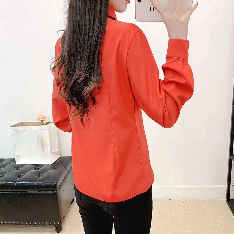 Kadın Kore Tarzı Uzun Kollu Çok Renkli Slim Fit Beyaz Gömlek - Öğrenciler İçin Profesyonel İş Kıyafetleri