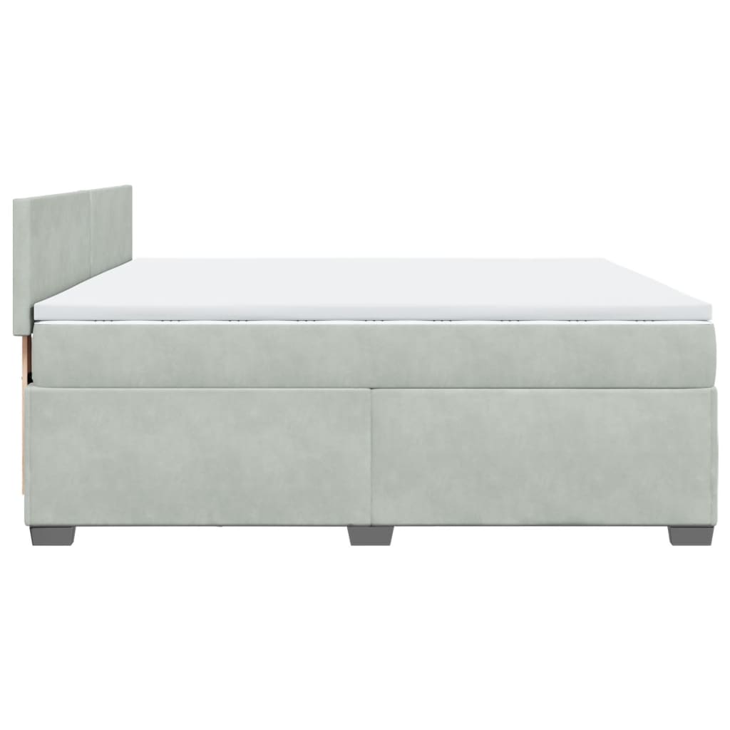 Box Spring Bed with Mattress Light Grey 200x200 cm Velvet