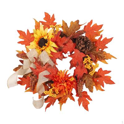 Artificial Fall Wreath Autumn Realistic Decorative Decoration 50 Cm for Porch