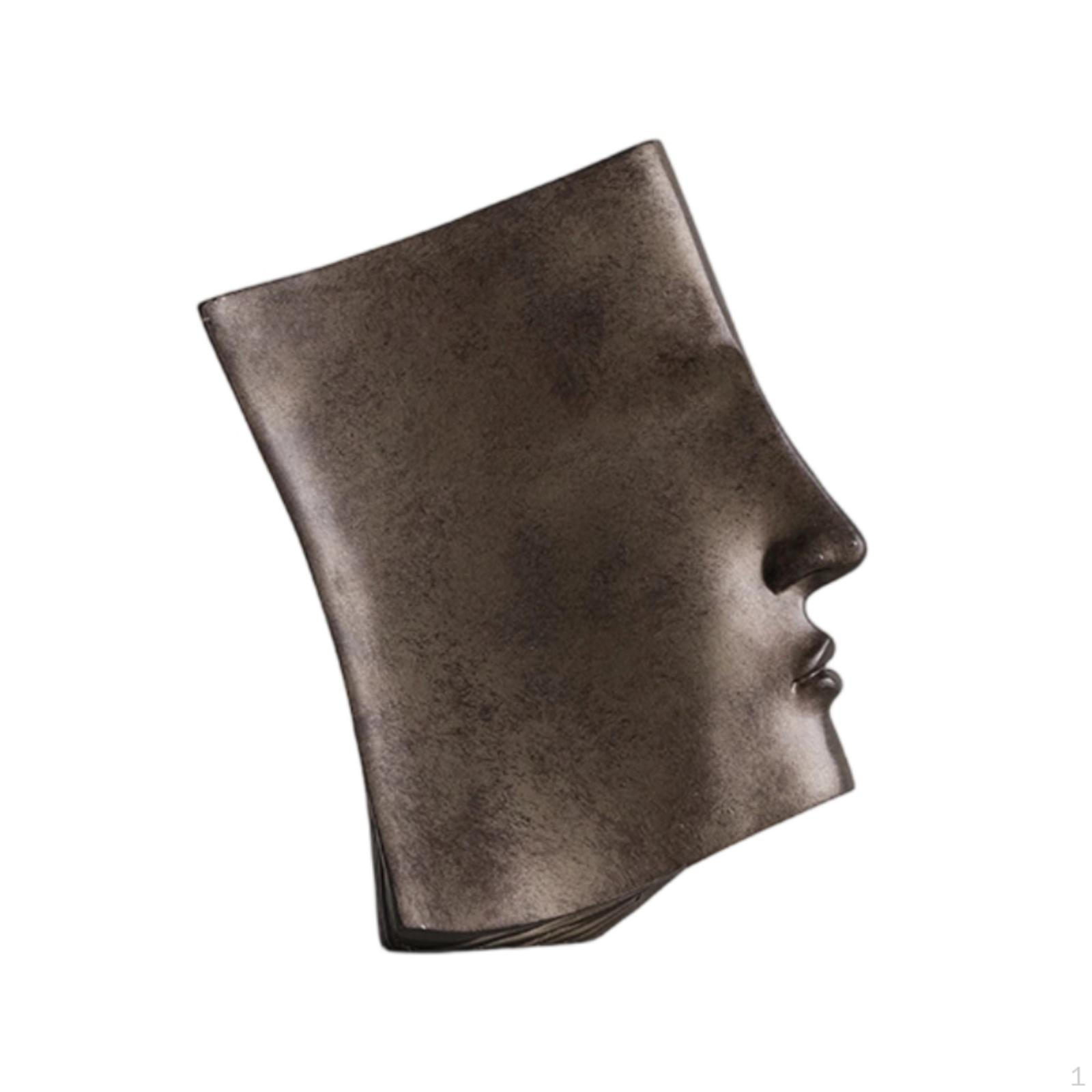 Minimalist Face Sculpture BronzeBrown Abstract MetalLike Finish Small
