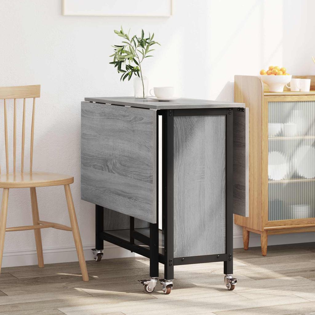Folding Dining Table with Wheels 130 x 80 x 76.5 cm Steel PB