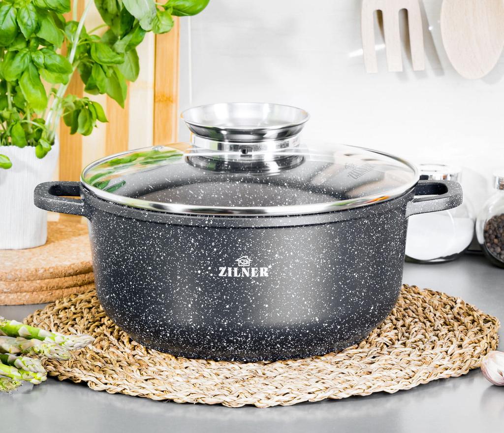 Set of 4 Pots With Marble Coating 16 20 24 28 Cm Zilner Zl-8900