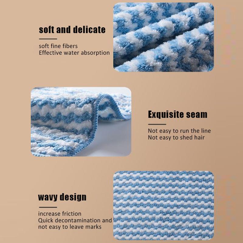 5 Stück saugfähiges Korallenvlies-Handtuch, Küchenreinigungstuch, Geschirr, ölbeständiger Lappen, Geschirr, Haushaltsreinigungstuch