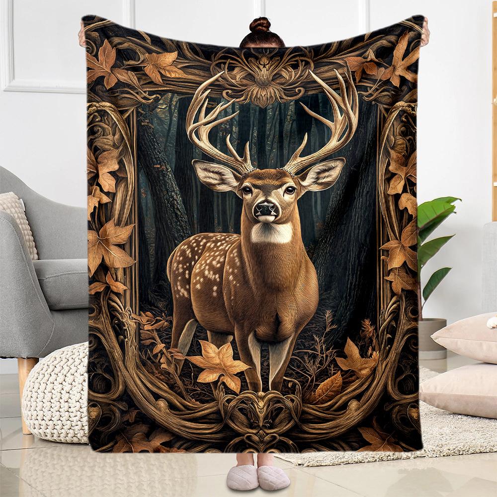 Deer Blanket Ultra-Soft Perfect for Chair Couch Sofa Four Seasons Universal Modern Style Gifts For Family Or Friends