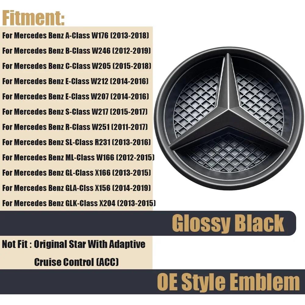 

C200 E200 For Mercedes Benz Chrom Silver Mirror 3D Style Front Grille Badge Fit For Mercedes Benz A B C E S R SL ML GL GLA GLK-C