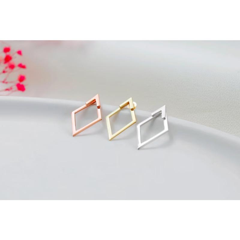 Hot Selling Diamond Shaped Double Layer Design Earrings with A Niche Temperament Elegant and Fashionable