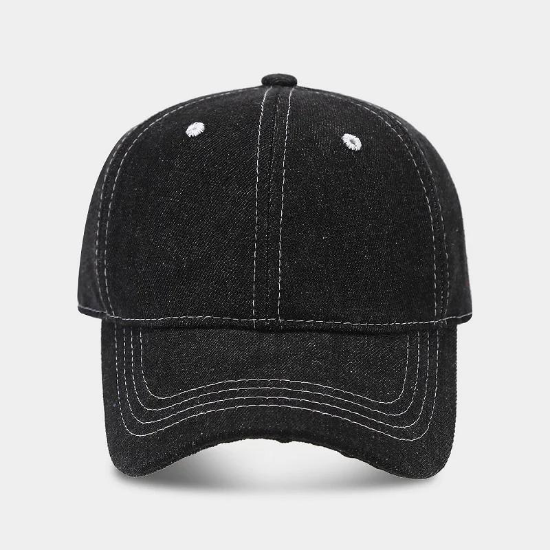 Einfarbige Denim-Baseballkappe für Damen Koreanische lässige Entenschnabelkappe für Herren Sommer-Sonnenschutzkappe