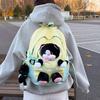 Cute Kitten Color-Block Cartoon Plush Schoolbag - Large Capacity Backpack for Female College Students