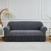1 Stück Dehnbarer Sofabezug Jacquardmuster Sofabezüge mit Rock Einfarbige Staubdichte Rutschfeste Sofaschutzhülle für das Wohnzimmer