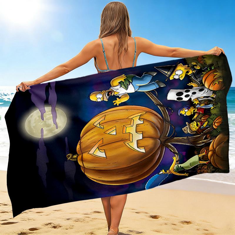 1Pc Halloween Night Adventure Beach Towel, Quick Dry, Multi-Use for Beach Pool Gym Yoga Home Travel, Christmas, Halloween, Xmas Gift S852