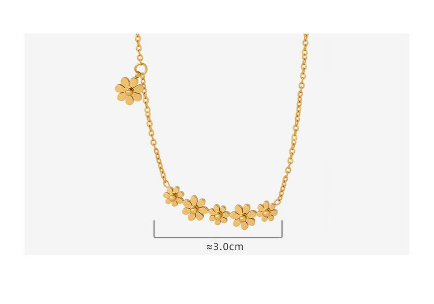 18K Gold Titanium Steel Classic Flower Pendant Necklace - Vintage, Elegant, Versatile, Niche Jewelry