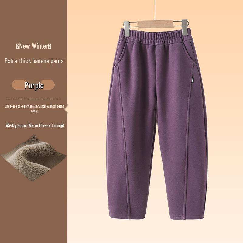 2025 Kids' Fleece-Lined Loose Sweatpants for Winter: Boys' & Girls' Banana Pants