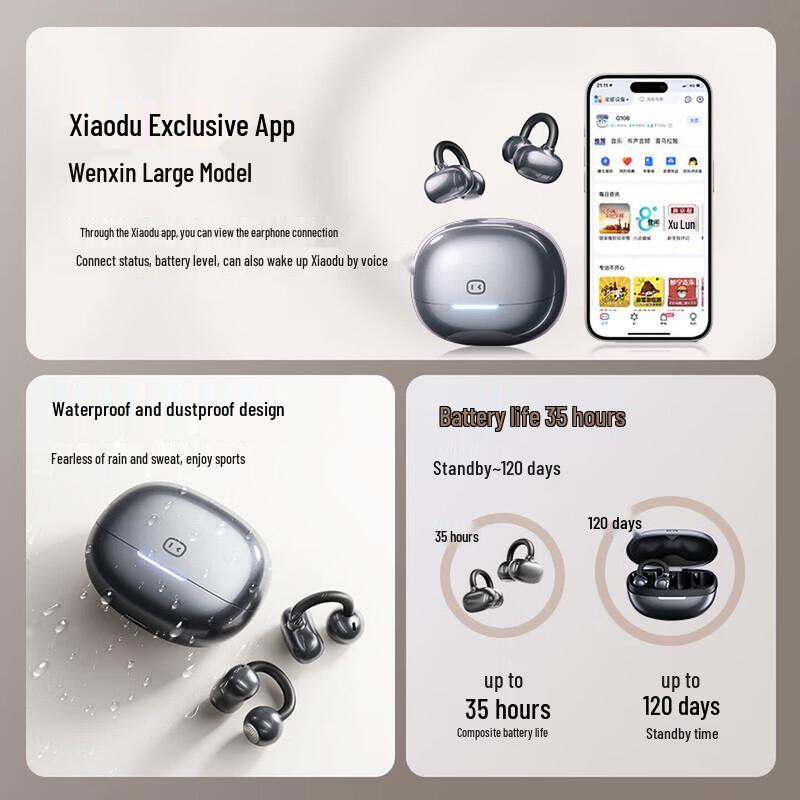 XiaoDu G108 Ear-Clip Wireless Bluetooth Sports Headphones