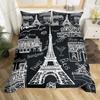 Vintage Eiffel Tower Duvet Cover Set Modern 3D Paris Theme Bedding Sets World Famous City Landscape Comforter Cover Quilt Cover7