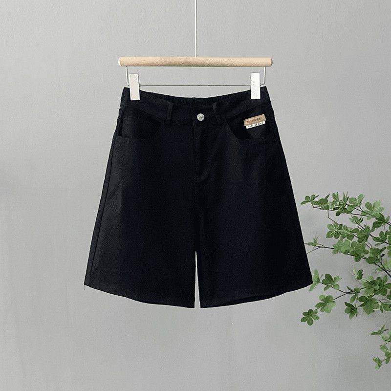 Summer large size high waist A word denim shorts women's versatile fashion wide leg outer wear denim five-point shorts