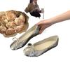 Xiaoxiangfeng Silver Sequined Single Shoes Women's 2025 New Bow Ballet Square Head Flat Bottom Ladyshoes Lazy Doudou Shoes