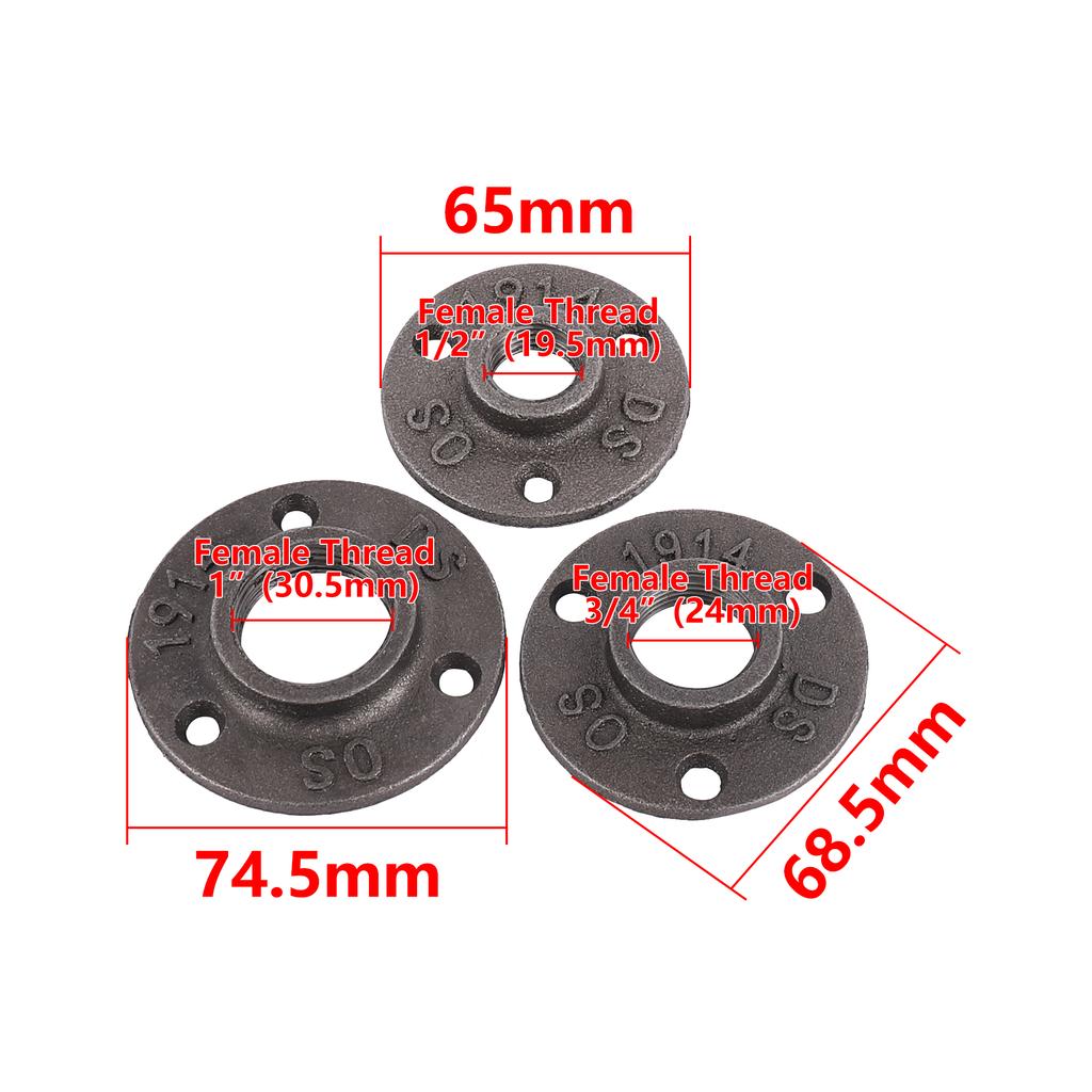 Floor Flange 1/2" 3/4" 1" Female Thread Pipe Flange Industrial Plastic Iron Pipe Fittings Garden Decorative Supplies