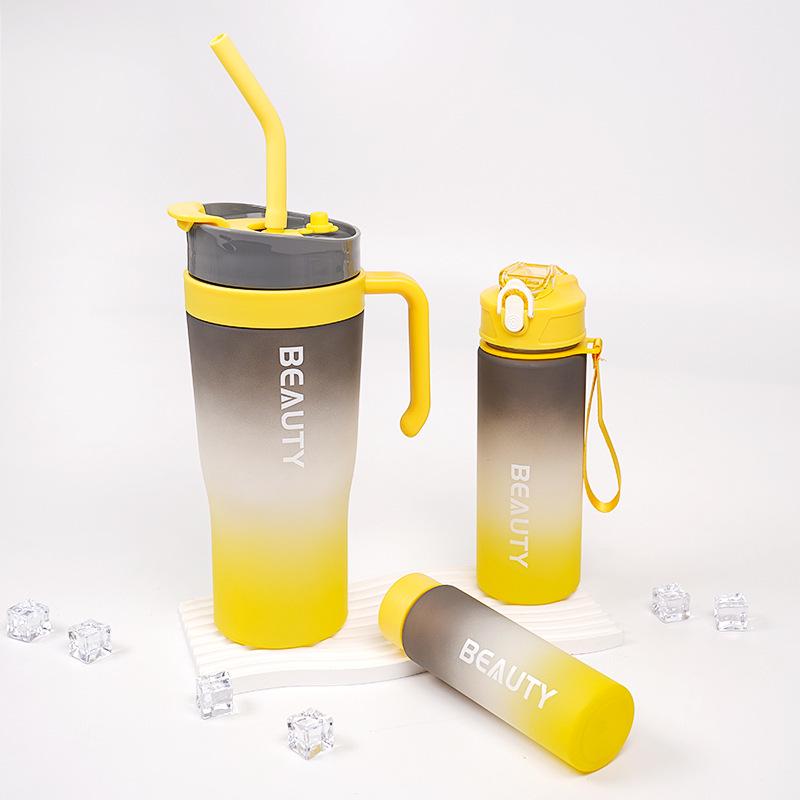 Durable Frosted Gradient Plastic Sports Water Cup Set