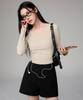 XEXYMIX Ribbed Wrap V-Neck Long Sleeve Xfl1Tl1107