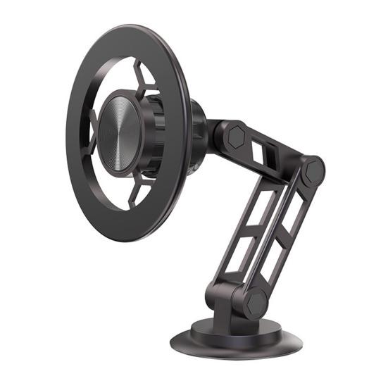 

Магнитный держатель для сотового телефона для автомобиля из цинкового сплава с сильным магнитом, телескопический держатель для телефона, вращающийся на 360 градусов, держатель для всех телефонов с металлическим кольцом темно-серого