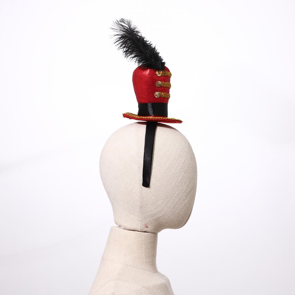 Vintage Fascinator Hats Headband Circus Ringmaster Costumes Mini Top Hat Feather Cap Headpiece for Halloween Tea Party Props