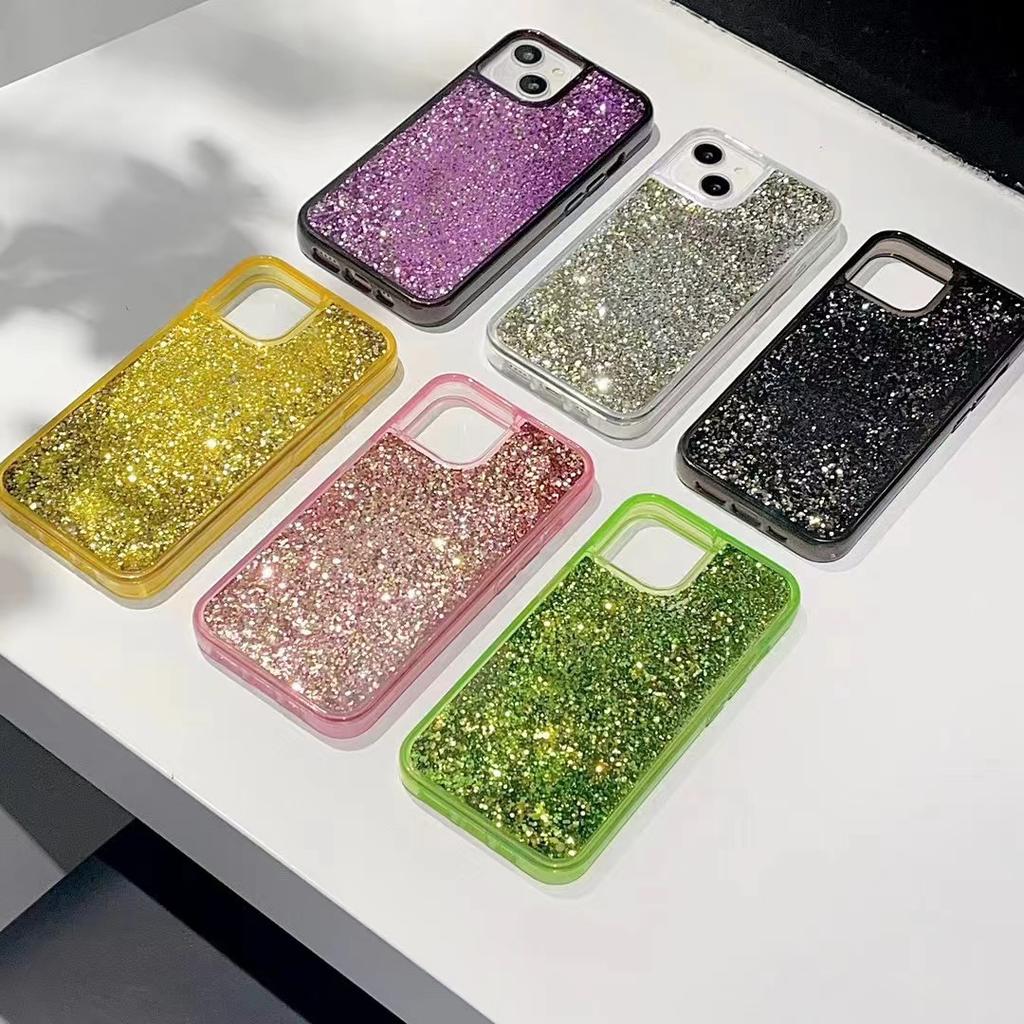 Glitter Quicksand Mobile Phone Case Is Suitable for Apple Iphone16promax Color Two-in-one Protective Case