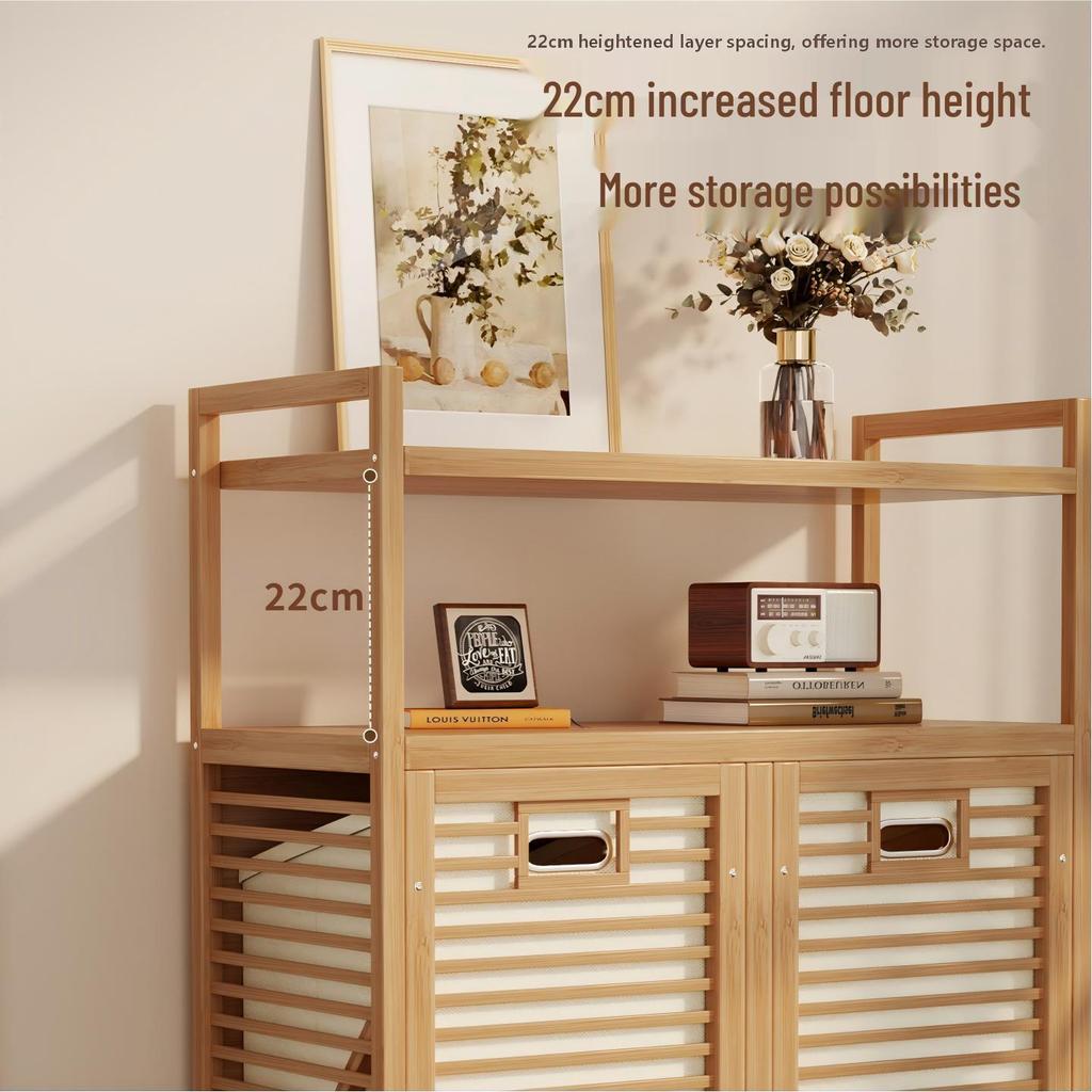 Multi-layer Bamboo Storage Cabinet for Bedroom: Toy and Clothes Organizer, Drawer and Shelf Unit
