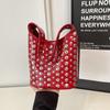 2025bags studded women's bag European and American vintage fashion shoulder bag ins new hand-held embroidery bucket bag