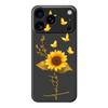 For iPhone 17 Pro Max Case Golden Butterfly Sunflower Pattern Printing Straight Edge TPU Phone Back Cover