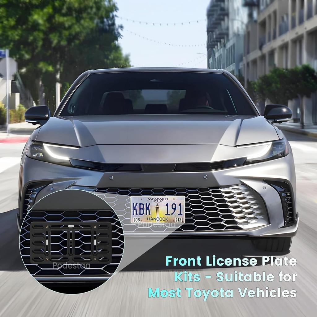 Front Bumper License Plate Bracket Holder for Toyota 2000-2025 RAV4 Corolla Camry Hybrid 4Runner Tundra Tacoma Car Plate Frame Mounting Kit