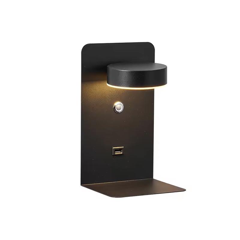 

Led Wall Lamp Modern Simplicity Interior Wall Light Bedroom Night Lamp Bedside Lamp LED Light with Usb Mobile Phone Charging чорний