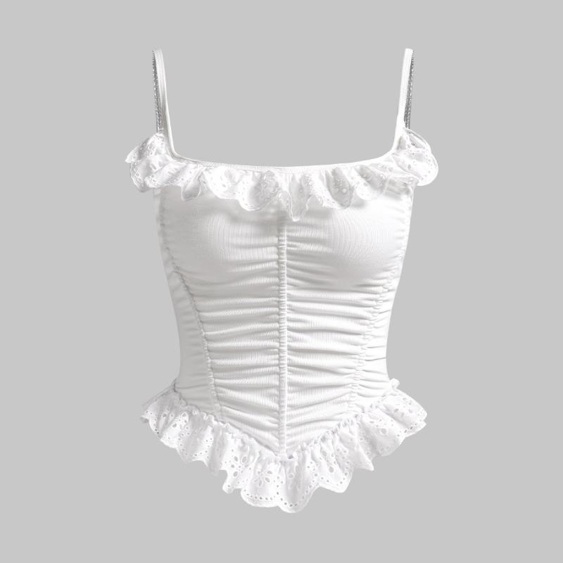 European and American Y2K lace hem sexy camisole vest