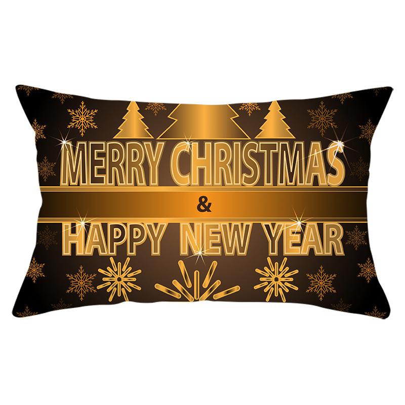 New Christmas Peach Skin Waist Pillowcase Gold Series Sofa Cushion Cover Bedside Pillow Cover