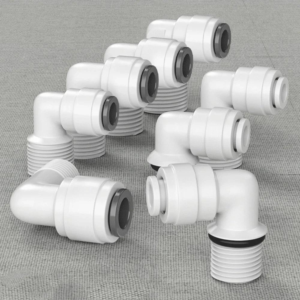 Fit 1/4" 3/8" OD Tube 90 Degree Elbow POM Quick Fitting Connector For Aquarium RO Water Filter Reverse Osmosis System