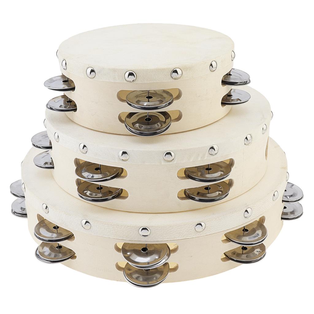 Holz Doppelreihe Schellen Tamburin 6 8 10 Zoll Schaffellkopf Handglocke Handtrommel Schwerlast Kirche Tanzparty KTV Professionelles Rhythmusinstrument