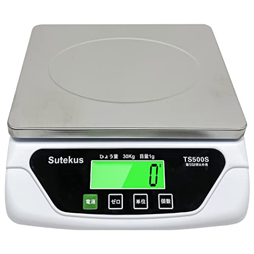 Sutekus Digital Platform Scale, 1g Increments, Weighs up to 30kg, with Tare Function, Auto-Off, and AA Batteries (Stainless Steel Weighing Pan)