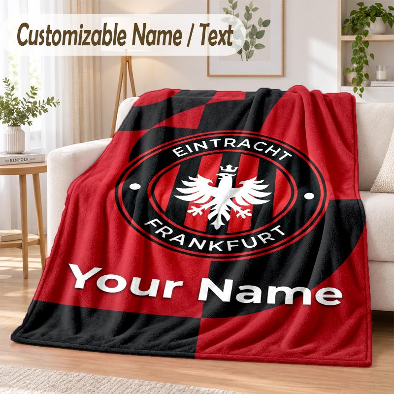 Personalisierte Flanelldecke Eintracht Frankfurt Aufdruck Warm Gemütlich Decke Zuhause Sofa Bettwäsche 80cmx120cm