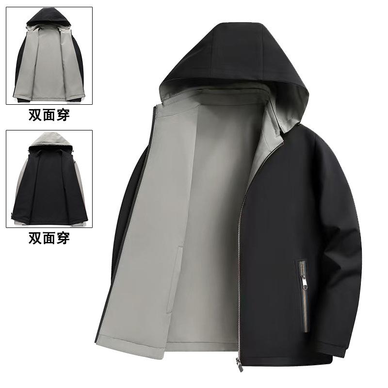 

New double-sided jacket men s spring and autumn business jacket medium and old casual top can take off hats 175 (weight 95-57.5 kg)