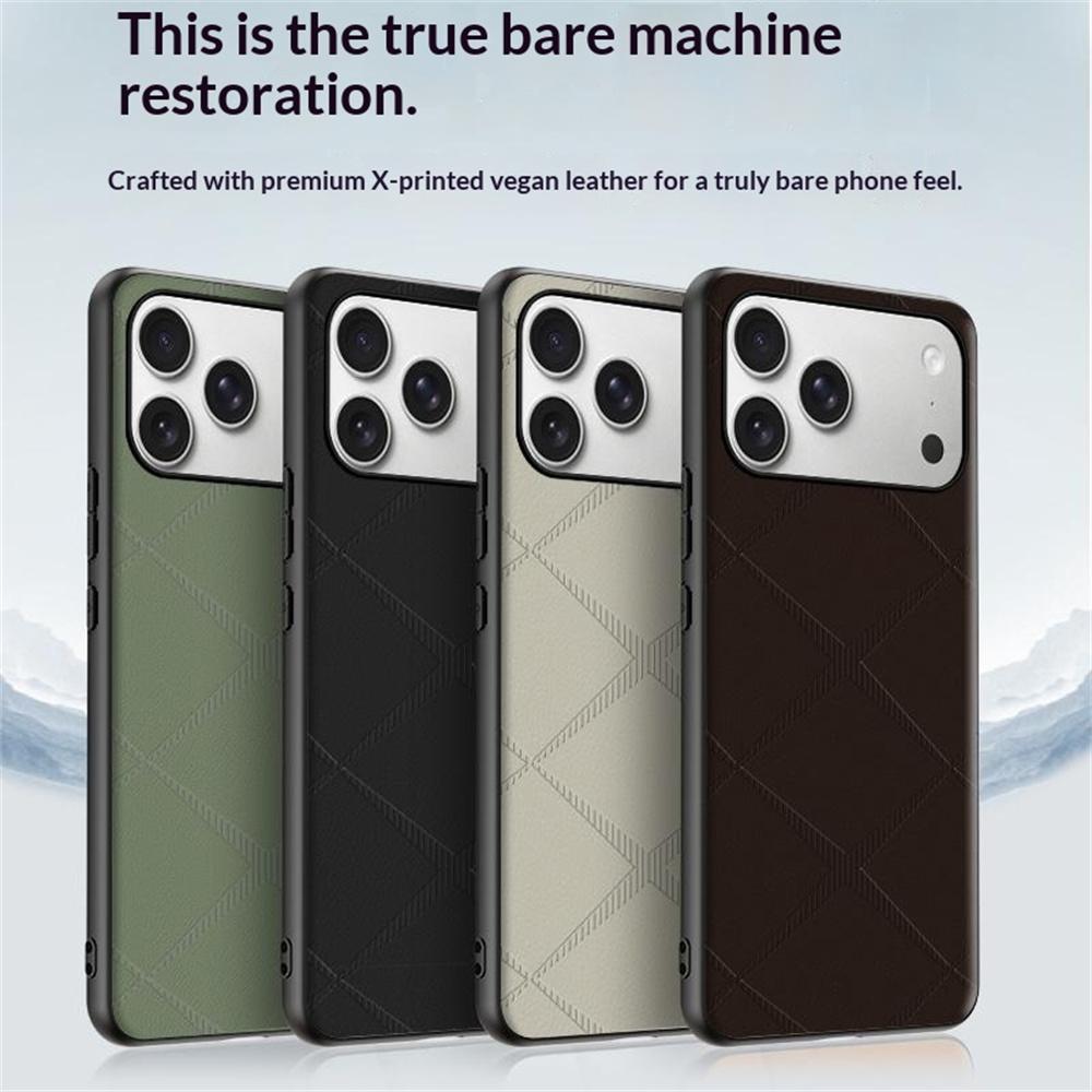 For iPhone 17 Pro Case X-Patterned TPU PU Leather PC Anti-Drop Phone Cover