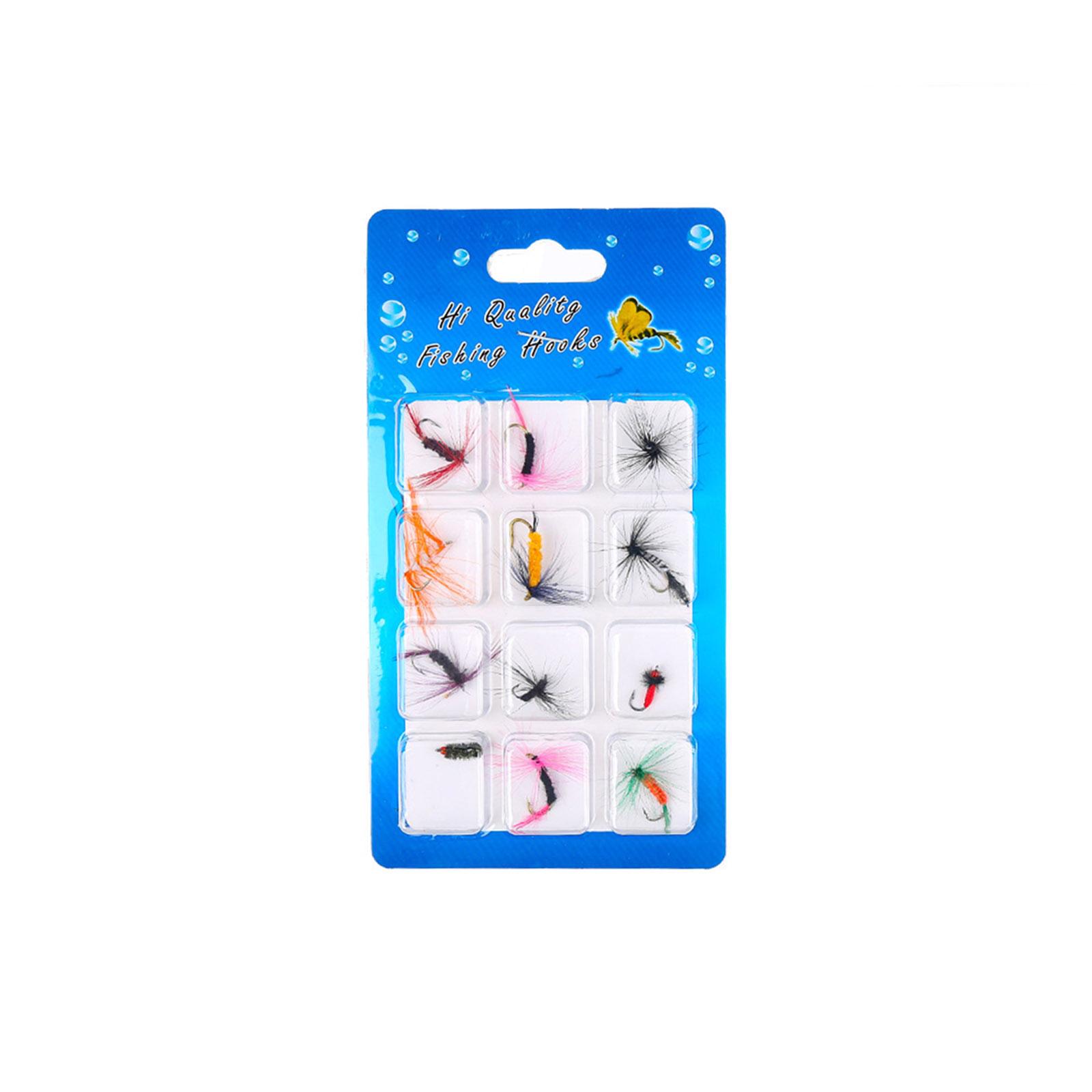 

12 Paper Card Fly Hook Set Fly Fishing , Wild Fishing Hook One Size