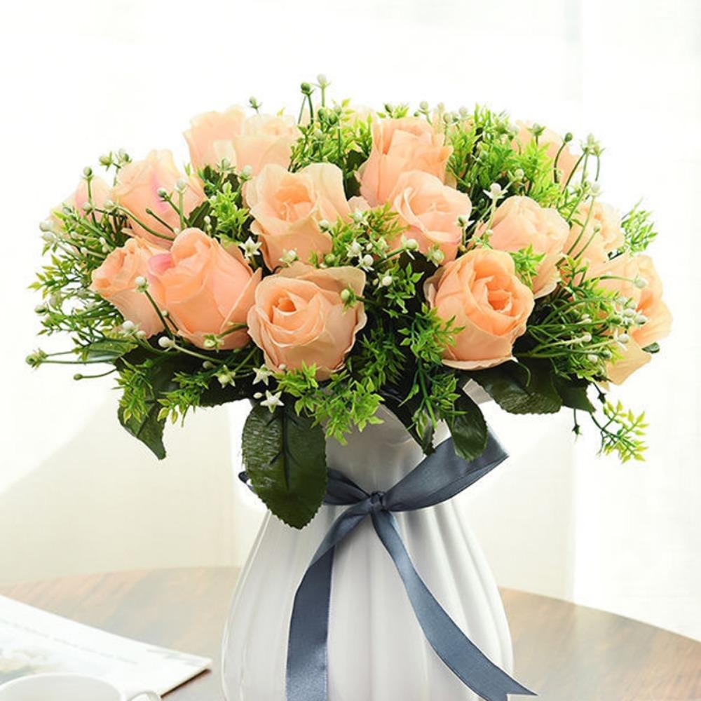 

18 Heads Real Happy Flower 10 Colors Photography Photo Gift Natural Simulated Rose Mini Valentine s Day Flowers Home Decorative оранжевый