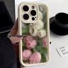 Aesthetic Rose Floral Pattern Silicone Phone Case For iPhone 16 Pro Max 15 14 13 12 11 7 8 Plus X XS XR SE 16E Shockproof Cover