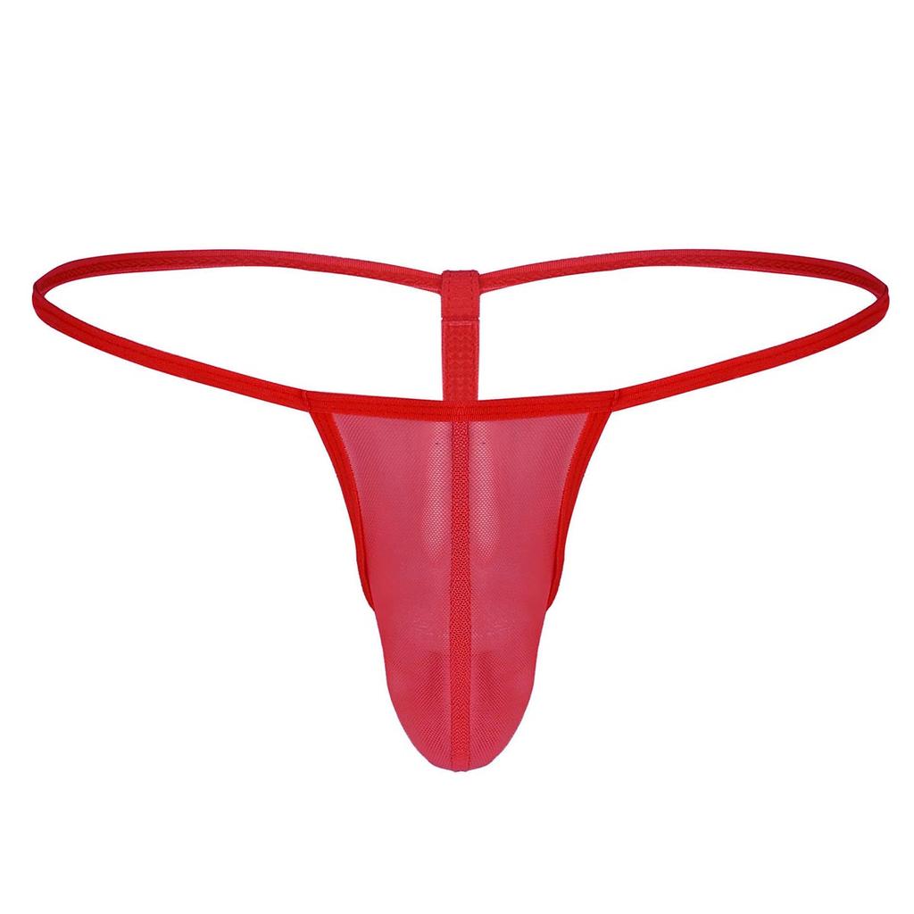 Men's See Through Thongs G-String Low Rise Underwear T-Back Bikini Briefs