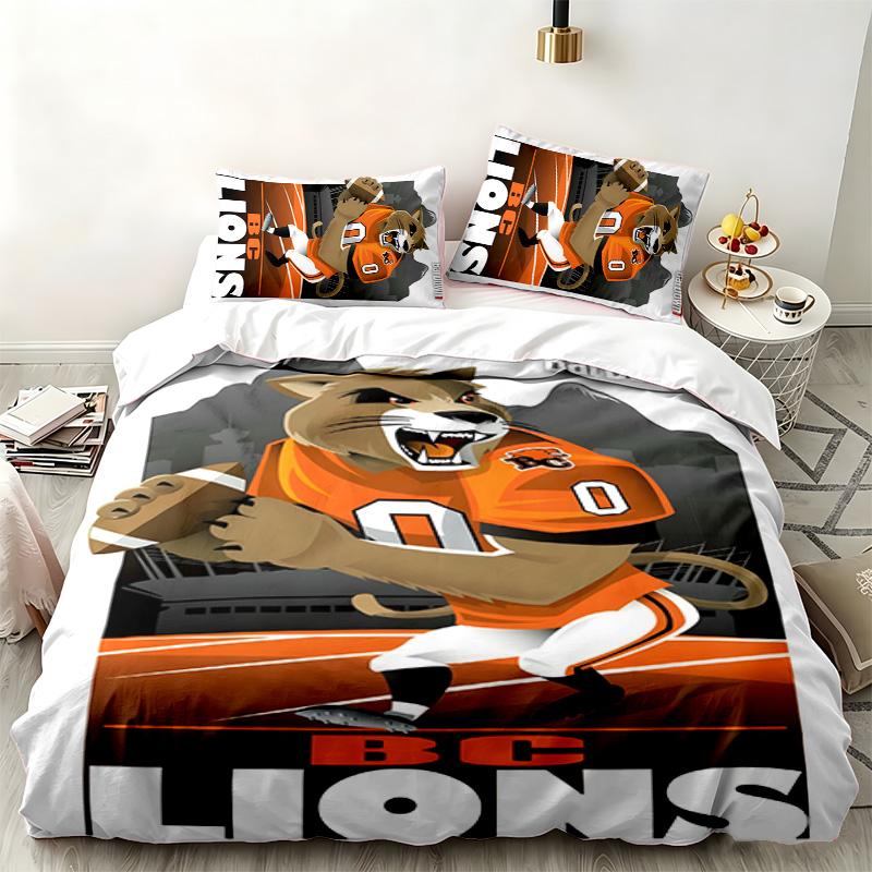 BC Lions Football team 3pc set Perfect for bedroom use Comfortable bedding set includes a duvet cover and two pillowcases Ideal birthday or Christmas